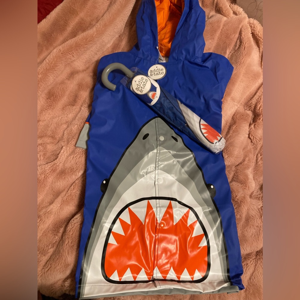 Kids Shark Raincoat and Umbrella